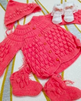 Hand Knitted Extra Soft Baby Wool - Bright Coral Pink