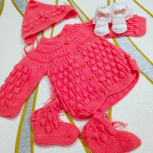 Hand Knitted Extra Soft Baby Wool - Bright Coral Pink